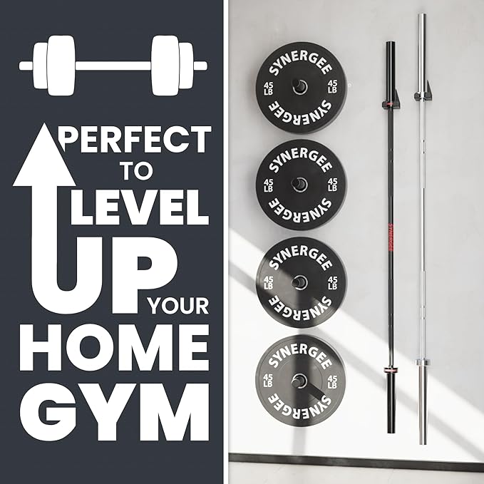 Synergee Wall Mounted Barbell Holder & Gym Accessory Rack – Heavy Duty Steel Storage for Barbells, Collars, Bands, and Fitness Gear – Space Saving Home Gym Equipment Organizer