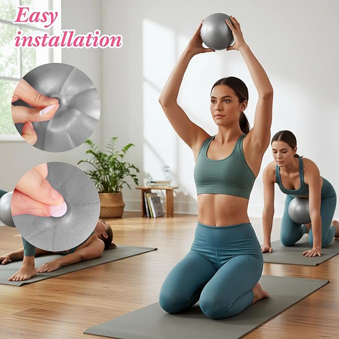 4 Pcs Small Exercise Pilates Ball Bulk 9 Inch Mini Yoga Balls Anti Burst and Slip for Stability, Fitness, Physical Therapy, Stretching & Core Workout at Home Gym Office Class