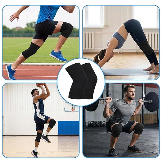 Bamboo Knee Sleeve, Black Bamboo Compression Knee Brace, Elastic Breathable Knees Braces, Thicken Thermal Relieve Knees Pain Leg Pads for Women Men Running Volleyball Cycling Dance (Medium)