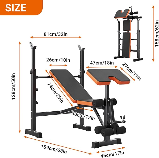 Yoleo Olympic Weight Bench Set with Squat Rack Adjustable Bench Press with Leg Developer Preacher Curl Rack Fitness Strength Training for Home Gym