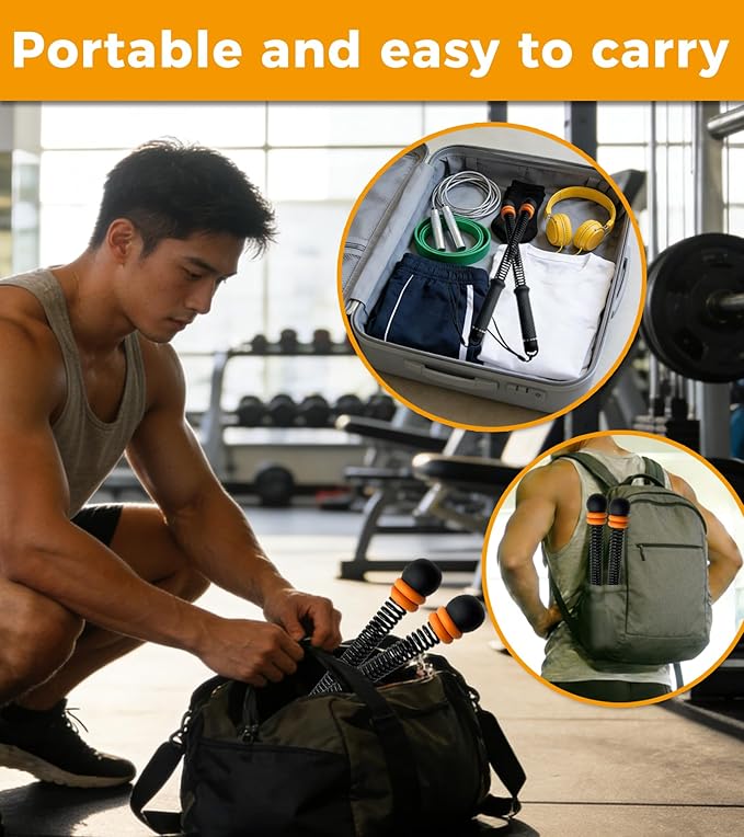 Ropeless Battle Ropes (2-Pack) for Home Gym, Adjustable Resistance Workout Ropes for HIIT, Cardio, Strength & Muscle Training, Low-Impact Exercise Equipment for Men & Women