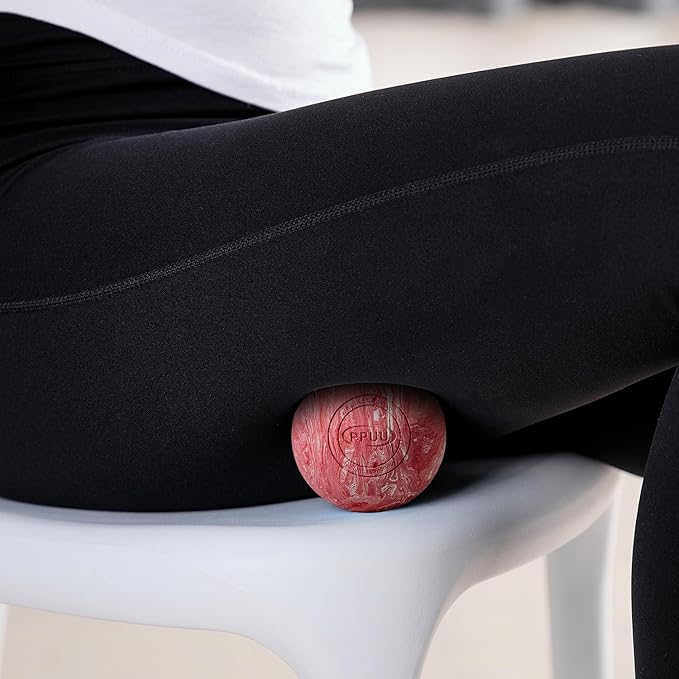 Massage Lacrosse Ball for Myofascial & Trigger Point Release, Muscle Knots, Yoga Therapy – Improves Joint Mobility & Relieves Pain – Back, Neck, Plantar Fascia, HIPS, Legs – 2.5-Inch Red Rubber