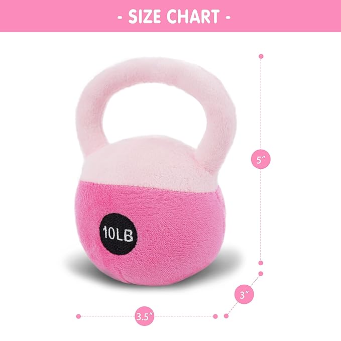 June Garden Pink Plush Kettlebell Sensory Toy - Infant Baby Rattle - Soft, Safe & Easy to Grip - Perfect