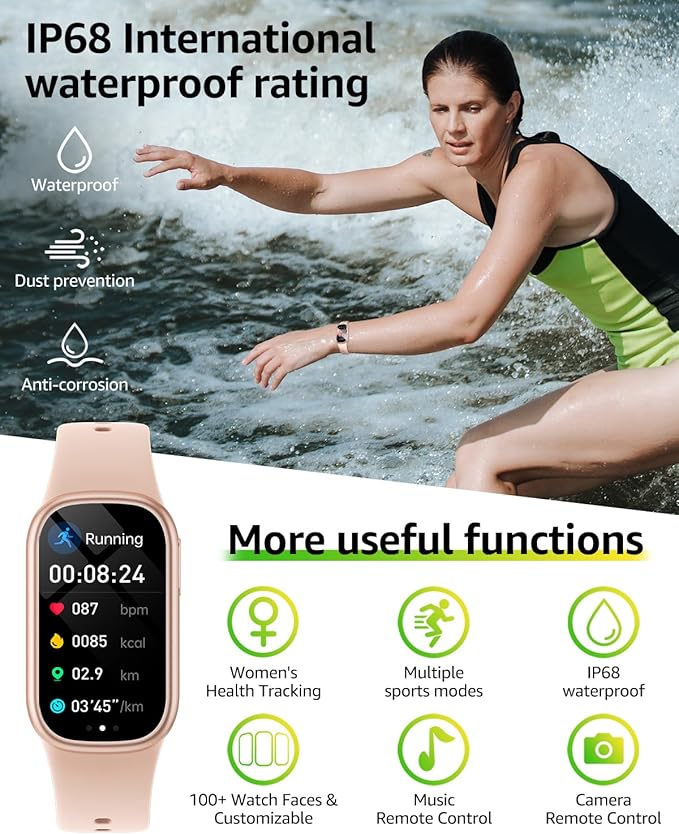 FitnessTracker with Step Counter/Calories/Stopwatch, Activity HealthTracker with BloodPressure HeartRate Monitor, SleepTracker, 137+Sport Modes, Pedometer SmartWatch, Gift for Women Men pinkishwhite