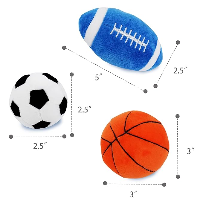 June Garden 3" My First Basketball - Plush Baby Rattle Sensory Toy - Safe Soft Sports Toy for Infants Boys and Girls