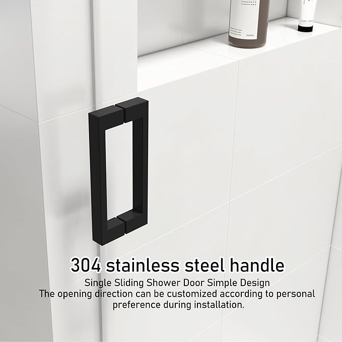 68-72" W x 76" H Shower Door,Frameless Shower Door,Single Sliding Glass Shower Door with 3/8" (10mm) Clear SGCC Tempered Glass, Roller Disc System(Matte Black, 72" Wx76 H-Single Sliding)