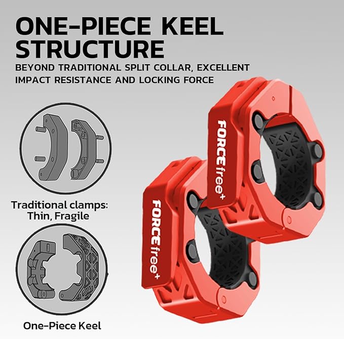Quick Release Barbell Collars - Slim Design, Non-Slip Secure, High-Strength Durable, Metal Linkage - Fits 2-Inch Olympic Bars