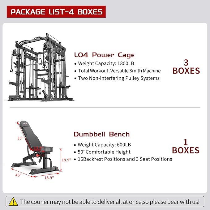 Multi-Purpose Squat Rack,Smith Machine Weight Rack Set with Cable Crossover System, Home Gym Power Racks, Power Racks and Packages
