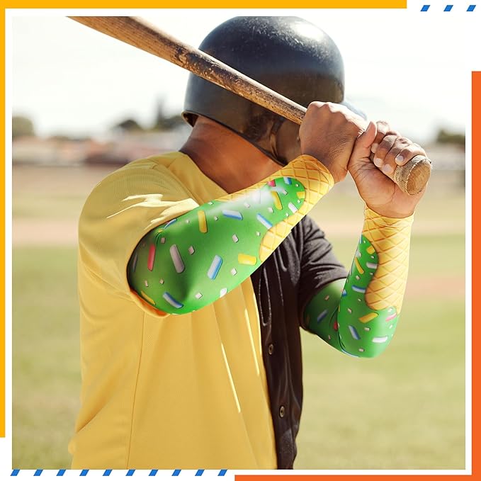 Shyyween 6 Pair Ice Cream Drip Baseball Arm Sleeve Youth Cross Sun Protection Compression Arm Sleeve American Flag Sport Gift