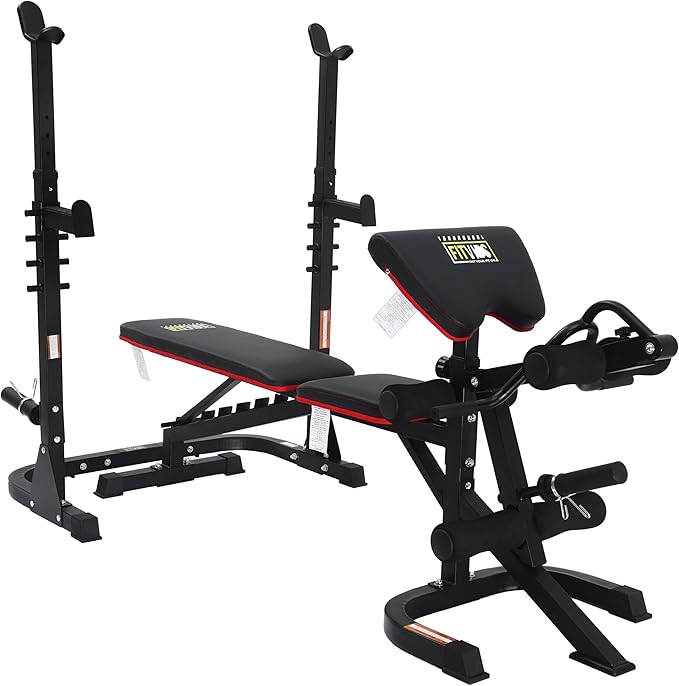 Fitvids Adjustable Weight Bench, Workout Bench for Home Gym, Adjustable Weight Bench Set Workout Machine with Leg Extension and Curl Machine