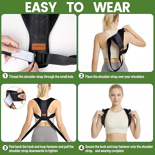 Posture corrector for men and women Adjustable Back brace Comfortable & Breathable Posture corrector for Back & Shoulder Invisible Back Support straightener Pain Relief Back brace for women(Medium)