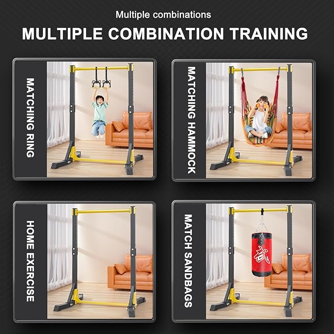 Pull Up Station, Portable Pullup Bar Station, Free Standing Pull Up Bar for Home Gym, Pull Up Tower Station, Pull Ups with 11 Gears Adjustment (up to 400LBS)