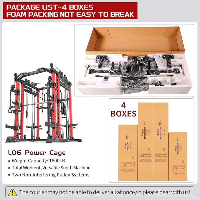 Multi-Purpose Squat Rack,Smith Machine Weight Rack Set with Cable Crossover System, Home Gym Power Racks, Power Racks and Packages
