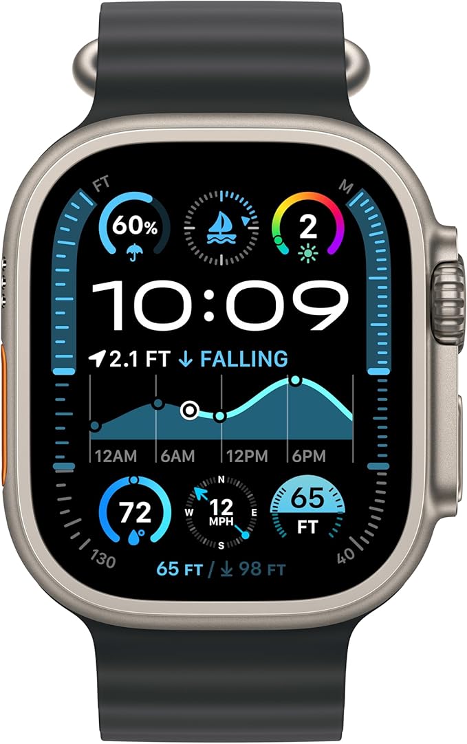 Apple Watch Band - Ocean Band Extension (49mm) - Black with Natural Titanium Finish - Extension