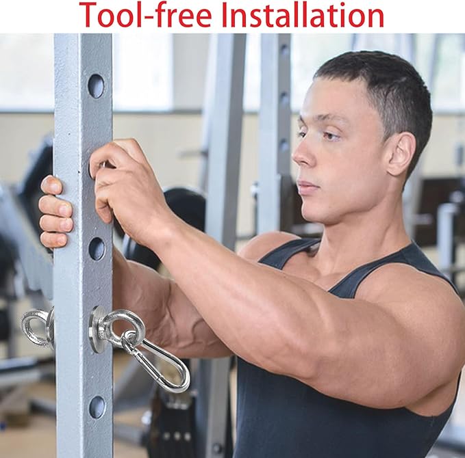 Ertuohg 2PCS Power Rack Attachments, Heavy Duty Squat Rack Attachments, Power Rack Shackle Band Attachment for Strength Training, Resistance Band Accessories Fits 1" Holes