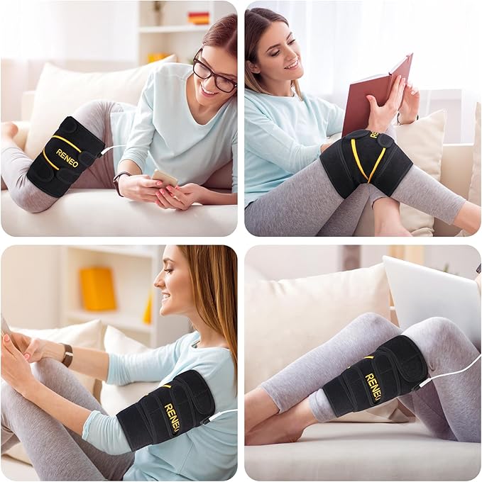 RENEO Electric Heating Pad for Knee Relief, Auto Shut-Off Wearable Knee Wrap, Elbow Heated Brace with Support, Discomfort Relief Gifts for Elders, 3 Heat Levels, Black
