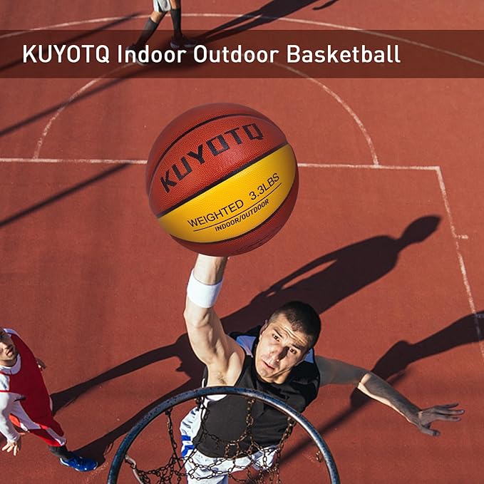 KUYOTQ 3LBS/3.3LBS/2.2LBS Weighted Heavy Training Basketball 29.5/28.5" in and Outdoor Improving Handling Dribbling Passing Rebounding Skill Composite Size 7/6 Weighted Training Basketball Equipment