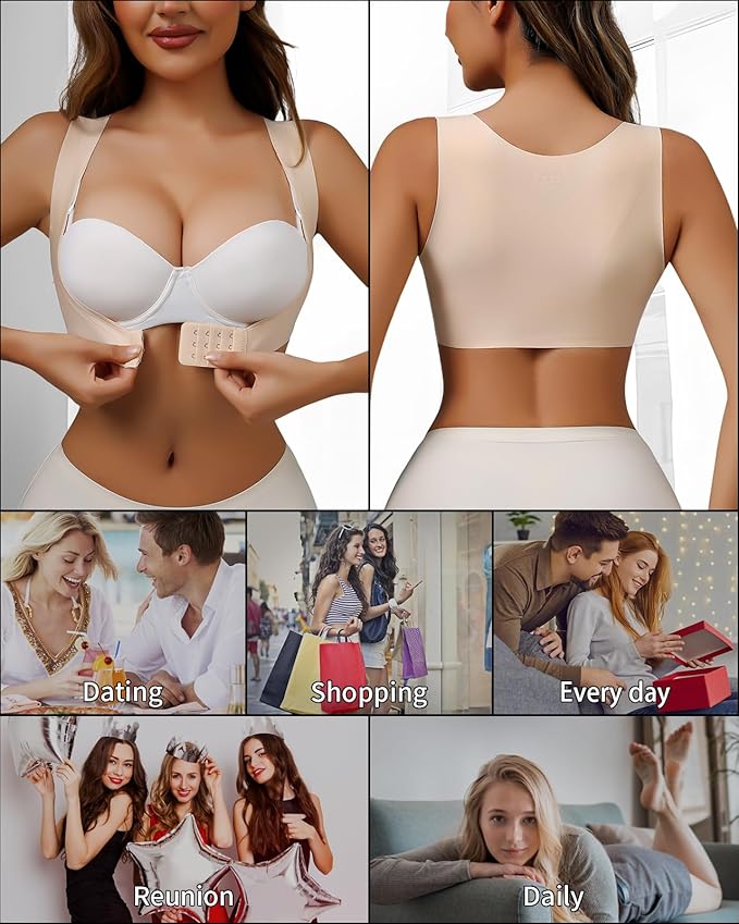 Front Closure Back Posture Corrector for Women Posture Correcting Adjustable Back Support for Women Bras Chest Shaper