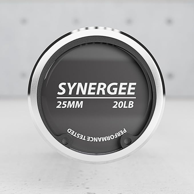 Synergee Olympic Barbell – 20LB & 25LB, 2” Olympic Weight Bar for Strength Training, Squats, Deadlifts & Bench Press – 350 LB Capacity with Magnetic Barbell Collars