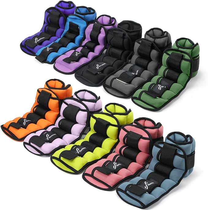 Sportneer Adjustable Ankle Weights Set - 1 Pair (2-10 lbs) Removable Sandbags for Women & Men, Comfortable Neoprene Leg Weights for Walking, Running, Pilates, Yoga, Home Workout & Physical Therapy