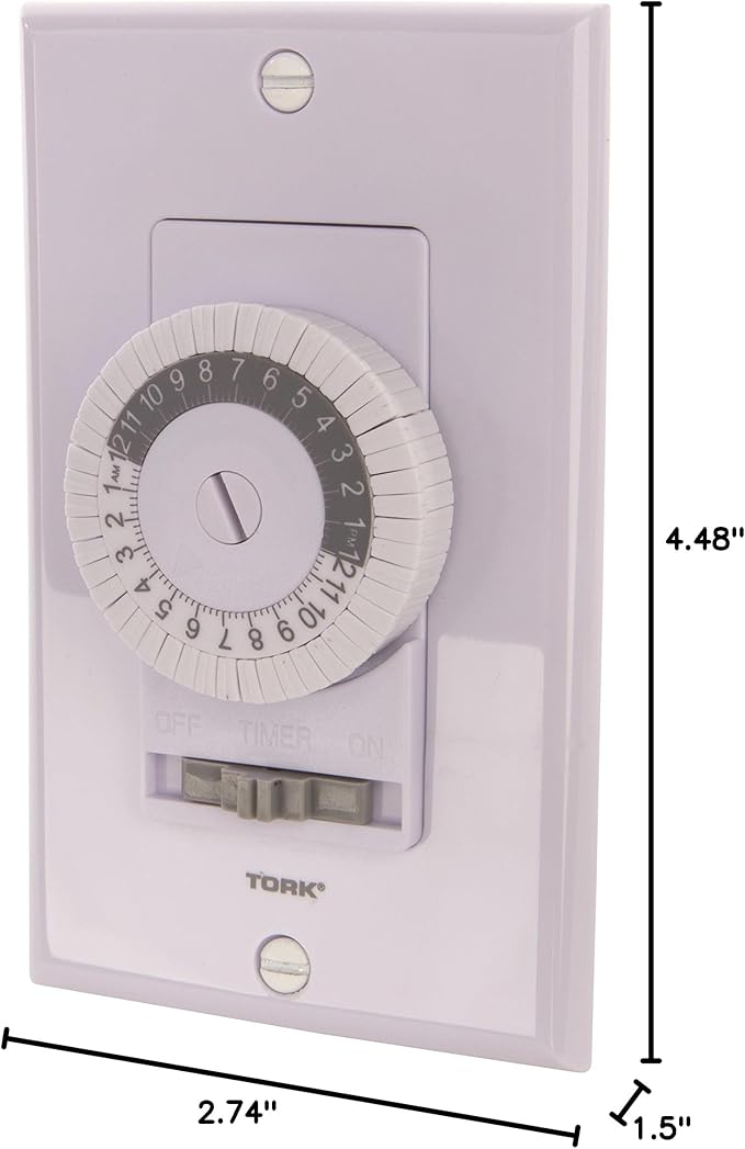 TORK 701B 24 Hour Mechanical In Wall Time Switch, 20 Amps, White