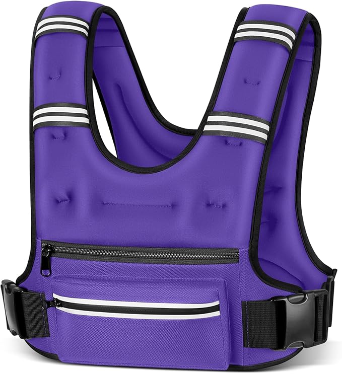 Weighted Vests for Women Men, 8 12 16 20 lb Weighted Vest with Storage Pockets, Rucking Vest with Reflective Stripe, Adjustable Straps Weight Vest for Running, Walking, Workout, Training