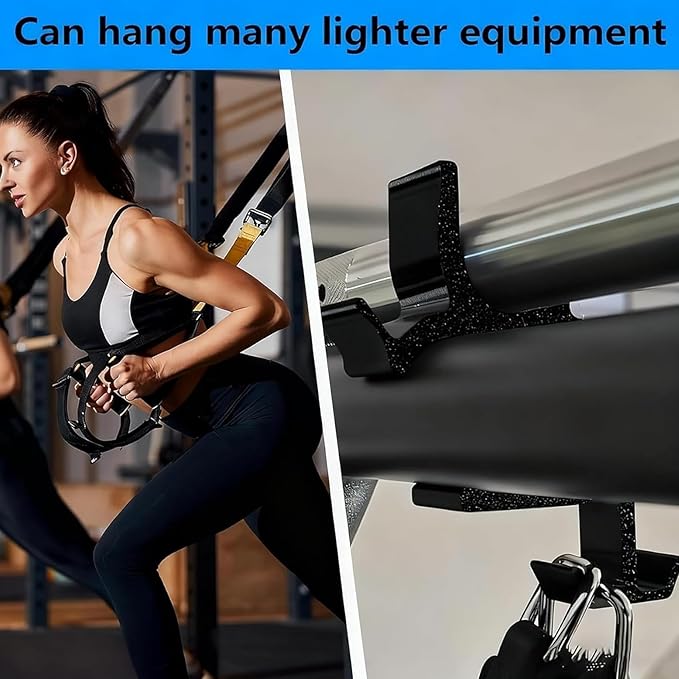 Barbell and Accessories Holder Compatible with Speediance Gym Monster 2, 2-Pack Top-Frame Mount with D-Rings and Carabiners