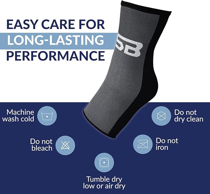 SB SOX Ankle Compression Sleeve for Men and Women (1 Pair) - Ankle Brace Support Stabilizer for Sprained Ankle, Achilles Tendonitis, Sports