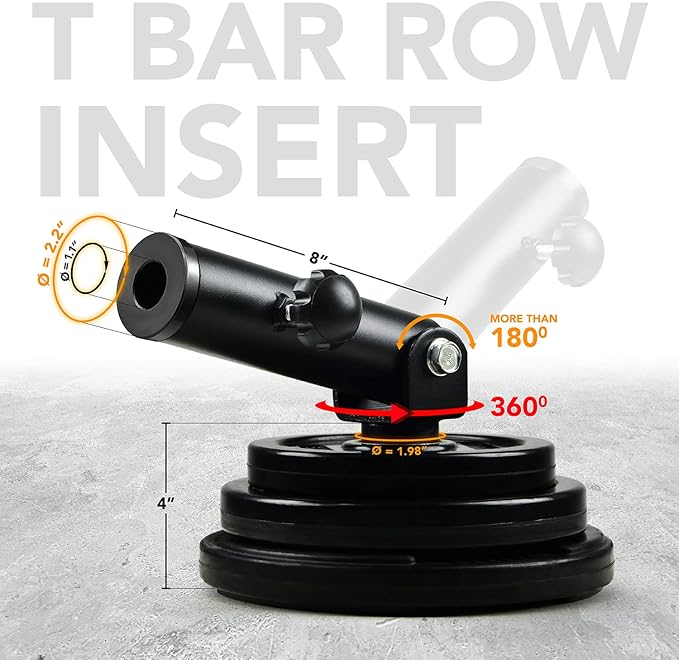 Yes4All T-Bar Row Plate Post Insert Landmine Attachment – Fit 1" & 2” Olympic Bars – Full 360° Swivel & Easy to Install