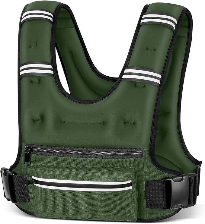 Weighted Vests for Women Men, 8 12 16 20 lb Weighted Vest with Storage Pockets, Rucking Vest with Reflective Stripe, Adjustable Straps Weight Vest for Running, Walking, Workout, Training