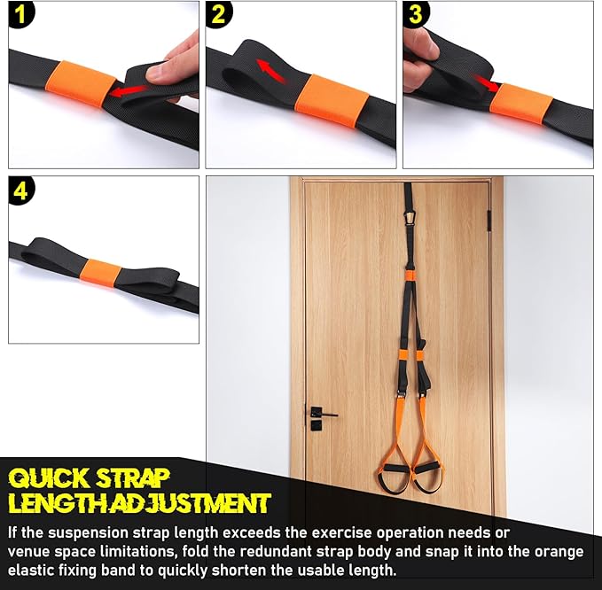 TOBWOLF Home Suspension Straps Training Kit, All in One Compact Resistance Trainer Straps & Door Anchors, Suitable for Home Gyms, Travel, Core Training & Full-Body Fitness
