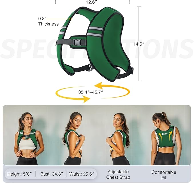 ZELUS Weighted Vest, Washable Z-Fit Soft Iron Weighted Vest for Women and Men, 5/10/15 lb Weight Vest with Reflective Strips & Adjustable Straps, Ultra Thin Weight Vest for Gym Strength Training