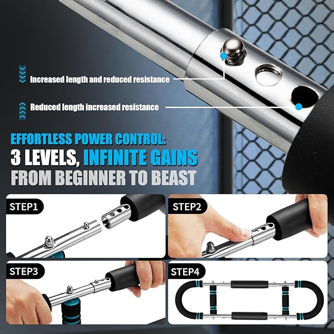 Twister Arm Trainer 20-60lb Adjustable 9 Resistance Levels Strength Trainer, Portablearm Chest Workout Equipment for Men & Women, Detachable Office Chest Trainer.(US Stock)