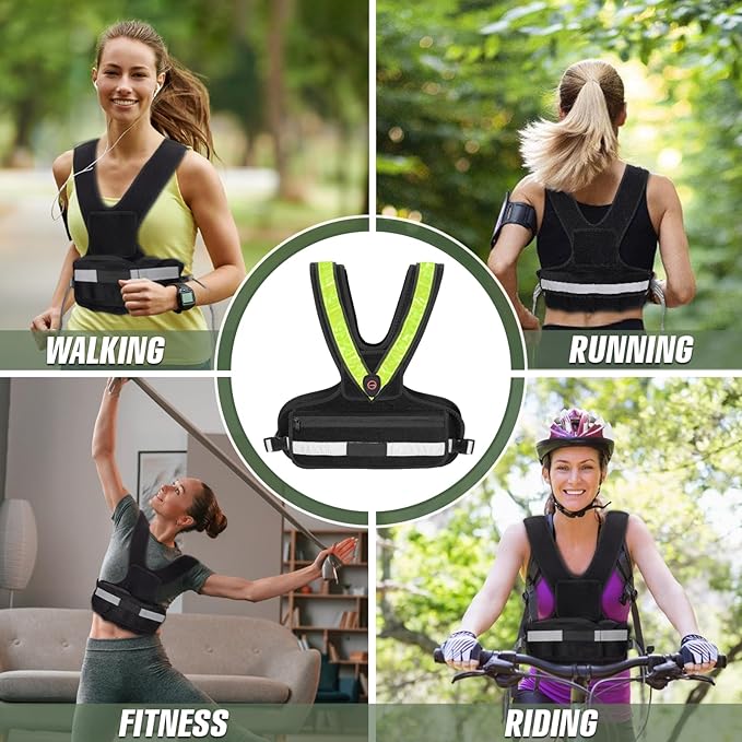 Weighted Vest for Women Men, Sport Running Weighted Vest with Reflective Strips and LED Flashing Sash, 10lbs/20lbs Weight Vest for Strength Training and Workout