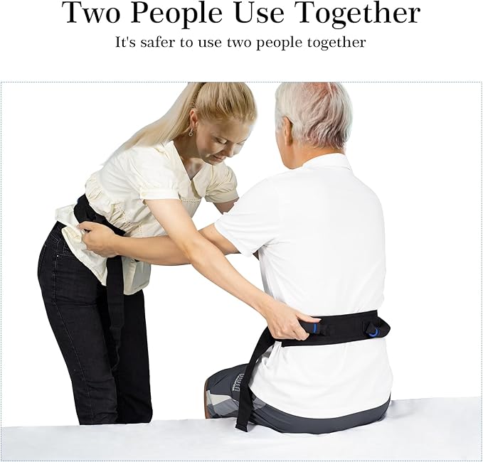 Gait Belt for Seniors, Transfer Belt with Handles, Safety Gate Belt for Elderly Lift Belts Physical Therapy with Quick Release Buckle Standing Aids & Support for Elderly Handicap Patient Care (Black)