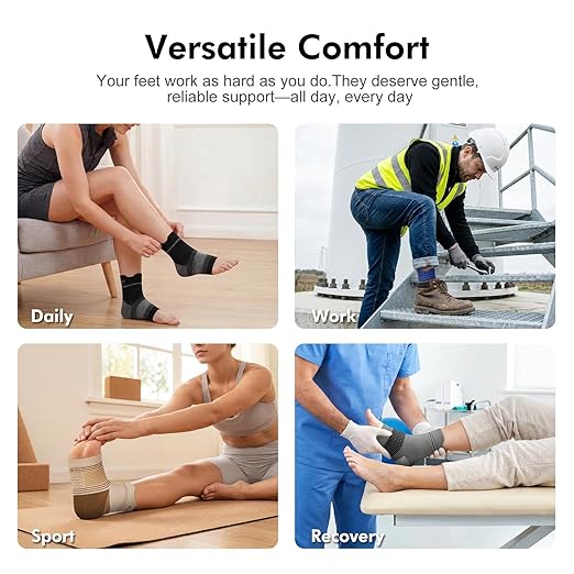 6 Pairs Plantar Fasciitis Socks for Men & Women, Ankle Brace Compression Socks with Arch Support for Achilles Tendonitis, Heel Pain, Swelling & Arthritis Relief, Black, Gray, White, Large
