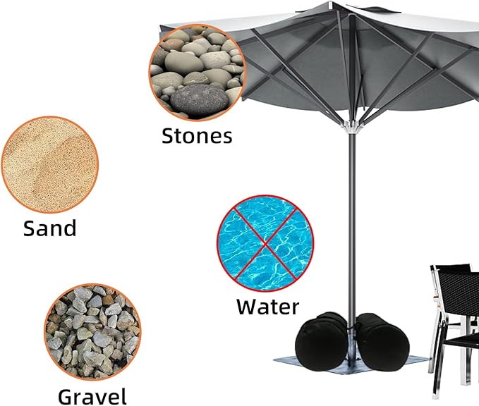 Umbrella Base Weight Sand Bags, 2 x 50 LBS Fillable Sand Bag for Umbrella Base, Cantilever Patio Umbrella, Trampoline, Outdoor Garden Backyard Furniture (Without Filler)