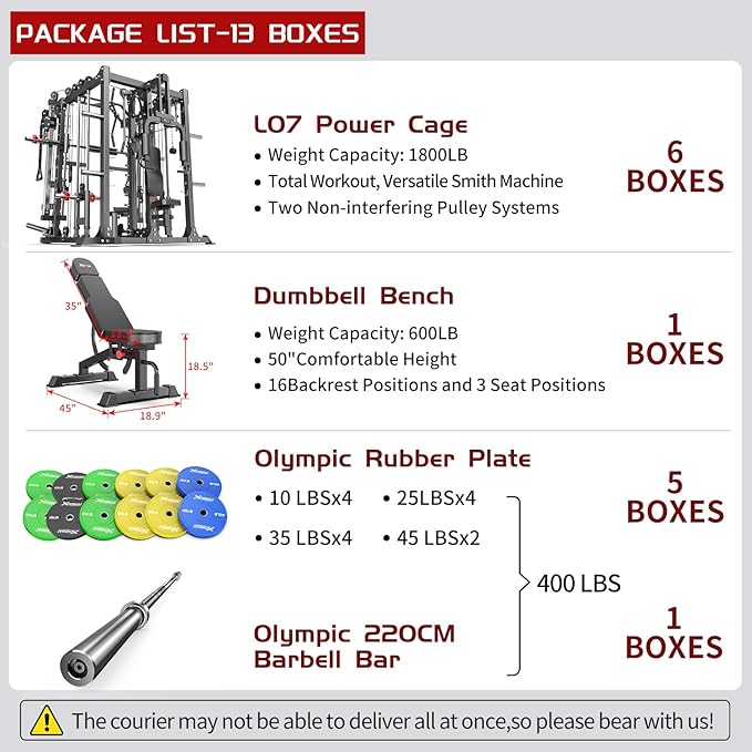 Multi-Purpose Squat Rack,Smith Machine Weight Rack Set with Cable Crossover System, Home Gym Power Racks, Power Racks and Packages
