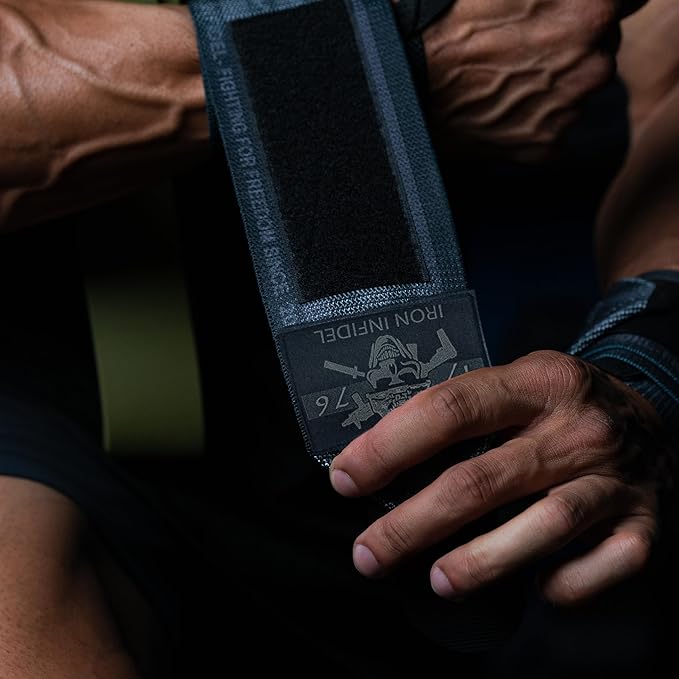 Iron Infidel Wrist Wraps for Weightlifting - 18" Heavy Duty Support for Working Out, Gym Accessories for Men - Use for Lifting, Crossfit, Fitness, Exercise, Bench Press, Powerlifting