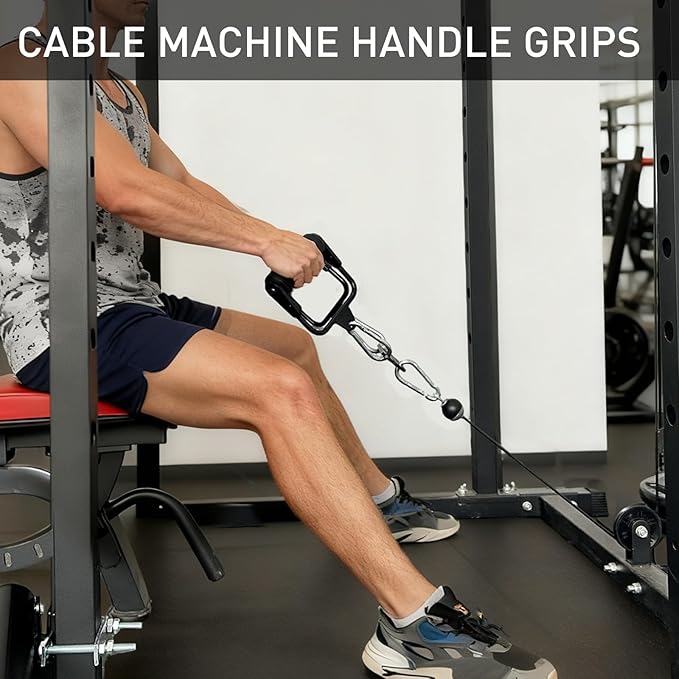 Arm Wrestling Handles, Thick Armwresting Training Equipment LAT Pulldown Attachments D Handle, V Bar Cable Machine Attachments, Gym Handles for Forearm, Wrist Strength Training