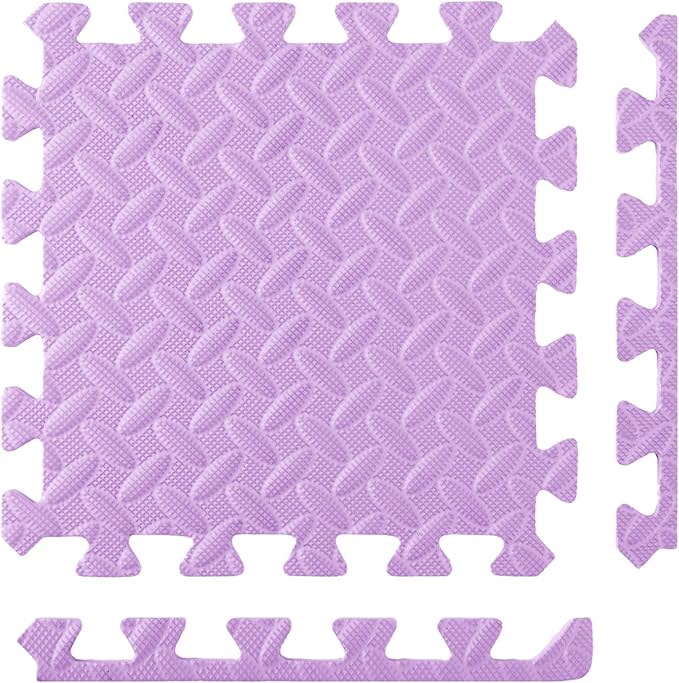 Shihanee Foam Floor Tiles Foam Floor Mats Play Mats Bulk with Borders Interlocking for Bedroom Gym Nursery(11.8 x 11.8 Inch,Purple)