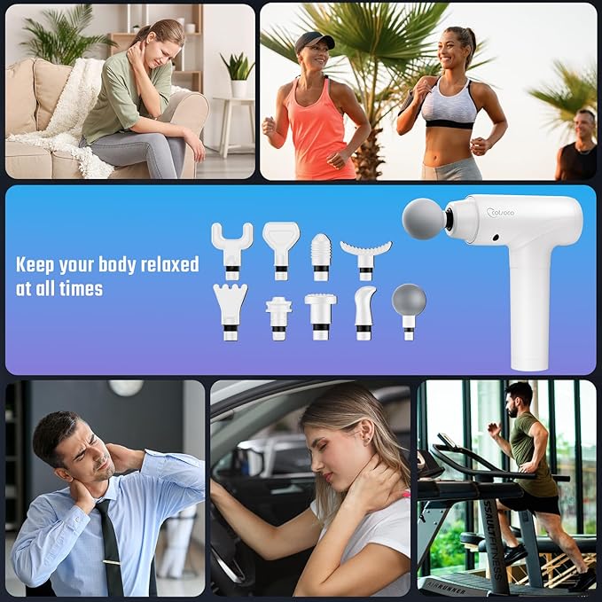 cotsoco Massage Gun Deep Tissue, Muscle Massage Gun Back Massager for Pain Relief, 20 Speeds Handheld Electric Massager Tool with Silent Brushless Motor, Suitable for Gym Office Home Travel