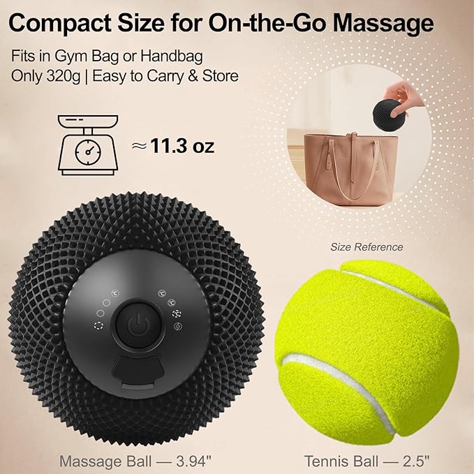 Vibrating Massage Ball with Heat, 7 Modes, Memory Function, Myofascial Release, Deep Tissue Muscle Recovery Ball for Trigger Point Massage - Mobility Ball Back & Hip Release Tool (Black)