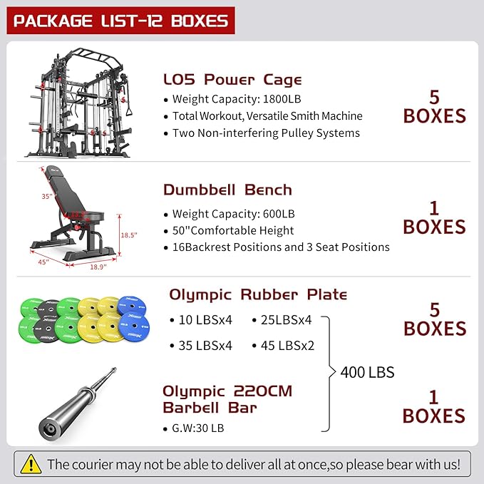 Multi-Purpose Squat Rack,Smith Machine Weight Rack Set with Cable Crossover System, Home Gym Power Racks, Power Racks and Packages