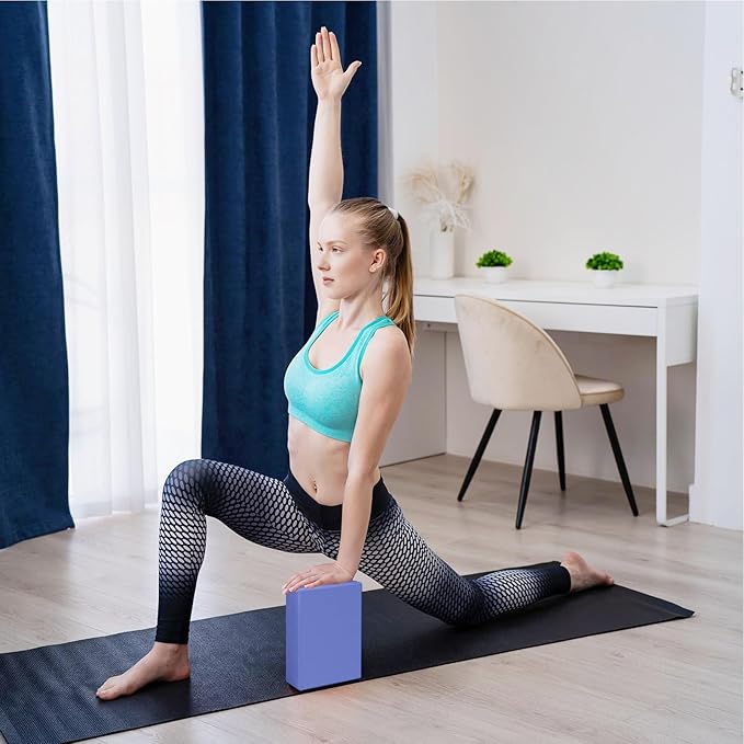Yoga Blocks 2 Pack 3x6x9IN Foam Block Supportive Latex-Free with Rounded Edges, Non-Slip Exercise Blocks for Pilates, Meditation, Balance, Stretching and Deep Poses