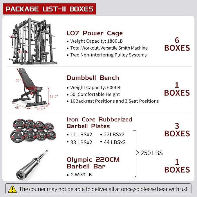 Multi-Purpose Squat Rack,Smith Machine Weight Rack Set with Cable Crossover System, Home Gym Power Racks, Power Racks and Packages