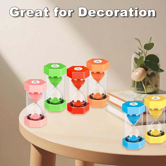 5 Minute Hourglass Sand Timer, Plastic Hexagon Hourglass Sand Clock 5 Min, Reloj De Arena 5 Minutos,Unbreakable Hour Glass Sandglass for Classroom Games Kitchen (Orange)