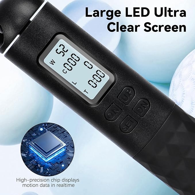 Skipping Rope with Counter, Cordless Jump Rope Smart Skipping Rope,Adjustable Digital Counting Jumps Ropes,2 In 1 Weighted Ropeless Skip-ping Ropes,Ropeless Jumpes Rope Jump Ro-pe for Lose Weight, Burn Calories