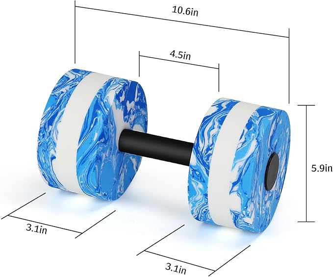 Aquatic Dumbbells, Set of 2 Camouflage Water Aerobic Exercise Foam Dumbbell Pool Resistance, Water Aqua Fitness Barbells Hand Bar Exercises Equipment for Weight Loss