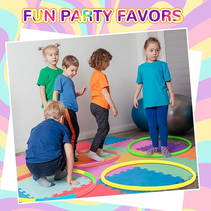 Sratte 12 Pcs Toy Hoop for Kid - Detachable & Adjustable Colored Hoop Exercise Ring Plastic Circle for Kid, Teen, Gymnastics, Dog Agility Equipment, Require Self Assembly (Fresh Color, 32 Inch)
